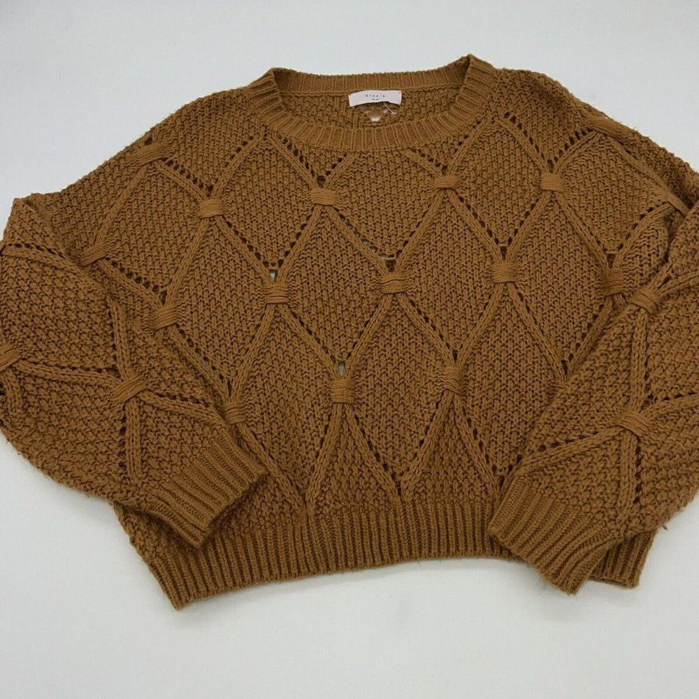 Elodie Burnt Orange Cropped Knit Sweater Size XS